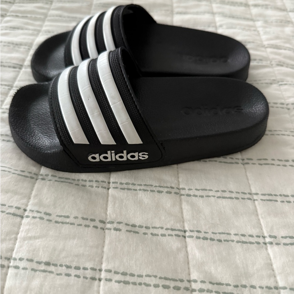 Classic Adidas Black and White Slide Sandals